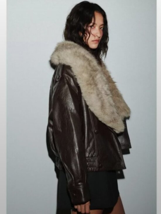 Zara Jackets & Blazers - ZARA FAUX LEATHER JACKET WITH DETACHABLE COLLAR